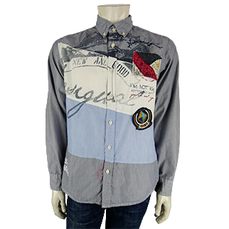 Chemise grise, blanche et bleue imprimée - Homme - Desigual - Taille L État correct -  reconditionné disponible sur Label Emmaüs